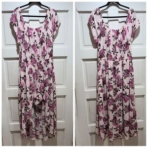 Beautiful flowy Toxik3 Size 3X floral romper with dress overlay GUC